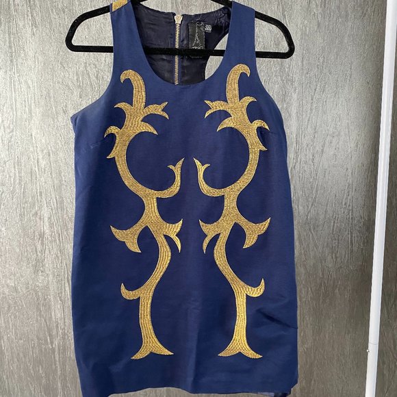 Twelve by Twelve Blue/Gold Racer Back Dress - Picture 2 of 9